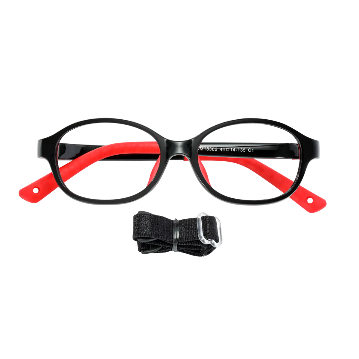 Kids' Oval Red/Black Eyeglasses