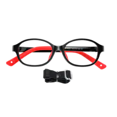 Kids' Oval Red/Black Eyeglasses