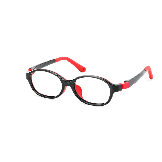Kids' Oval Red/Black Eyeglasses