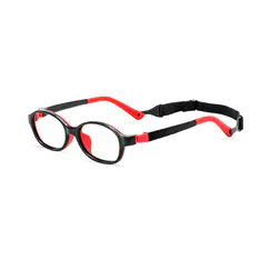 Kids' Oval Red/Black Eyeglasses