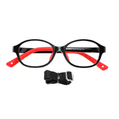 Kids' Oval Red/Black Eyeglasses