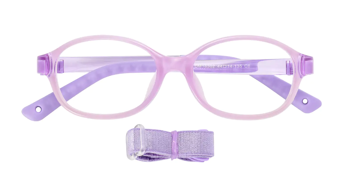 Kids' Oval Transparent Purple Eyeglasses