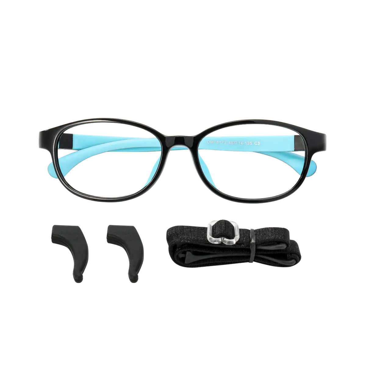 Kids'  Rectangle Black/Blue Eyeglasses