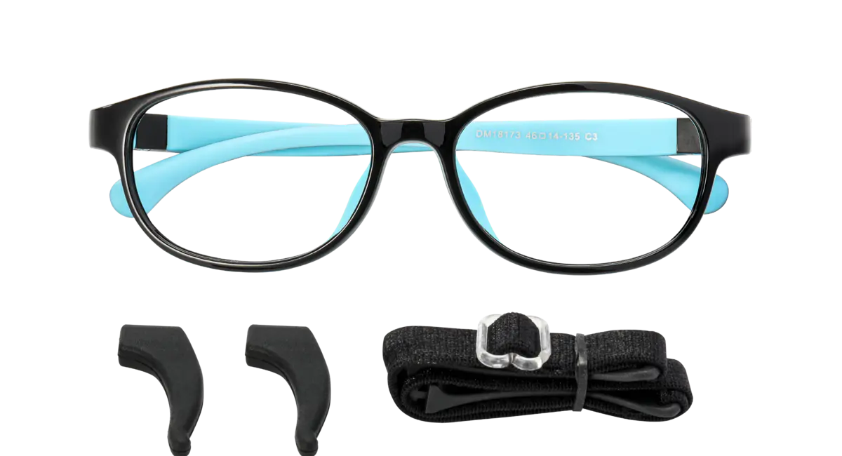 Kids'  Rectangle Black/Blue Eyeglasses