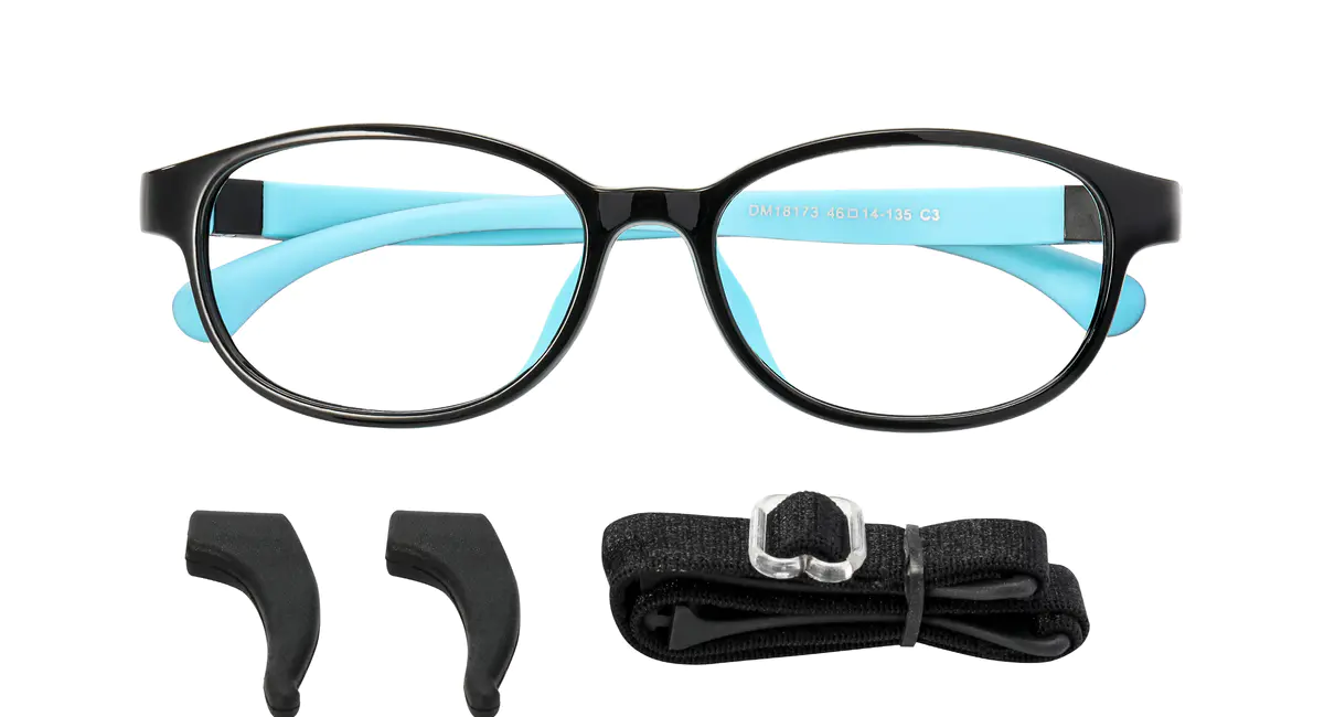 Kids'  Rectangle Black/Blue Eyeglasses