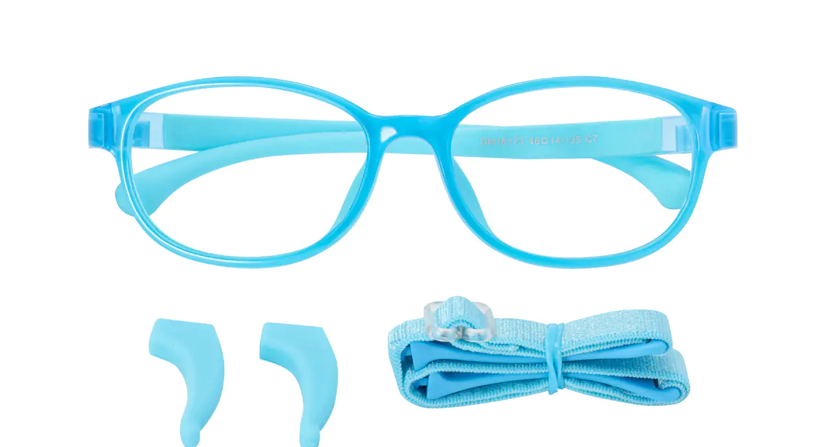 Kids'  Rectangle Transparent Blue Eyeglasses
