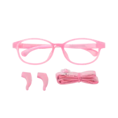 Kids' Rectangle Transparent Pink Eyeglasses