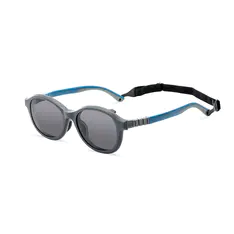 Kids' Oval Transparent Gray Clip-On Eyeglasses