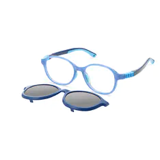 Kids' Oval Transparent Blue Clip-On Eyeglasses