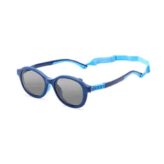 Kids' Oval Transparent Blue Clip-On Eyeglasses