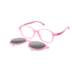 Kids' Oval Transparent Pink Clip-On Eyeglasses