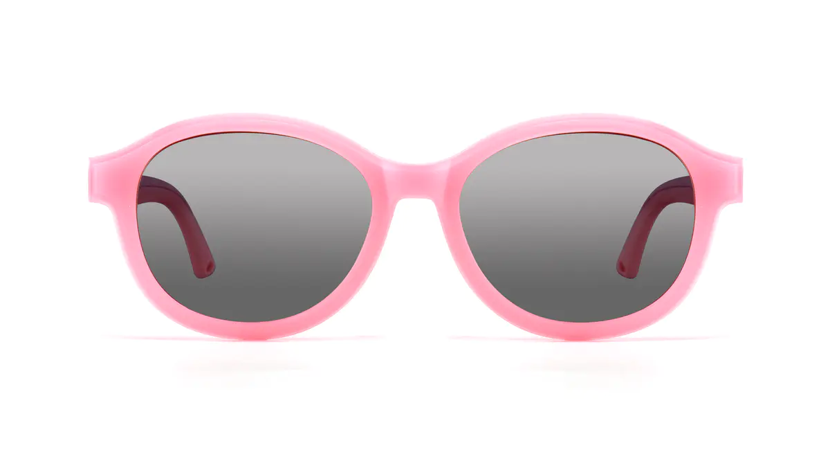 Kids' Oval Transparent Pink Clip-On Eyeglasses
