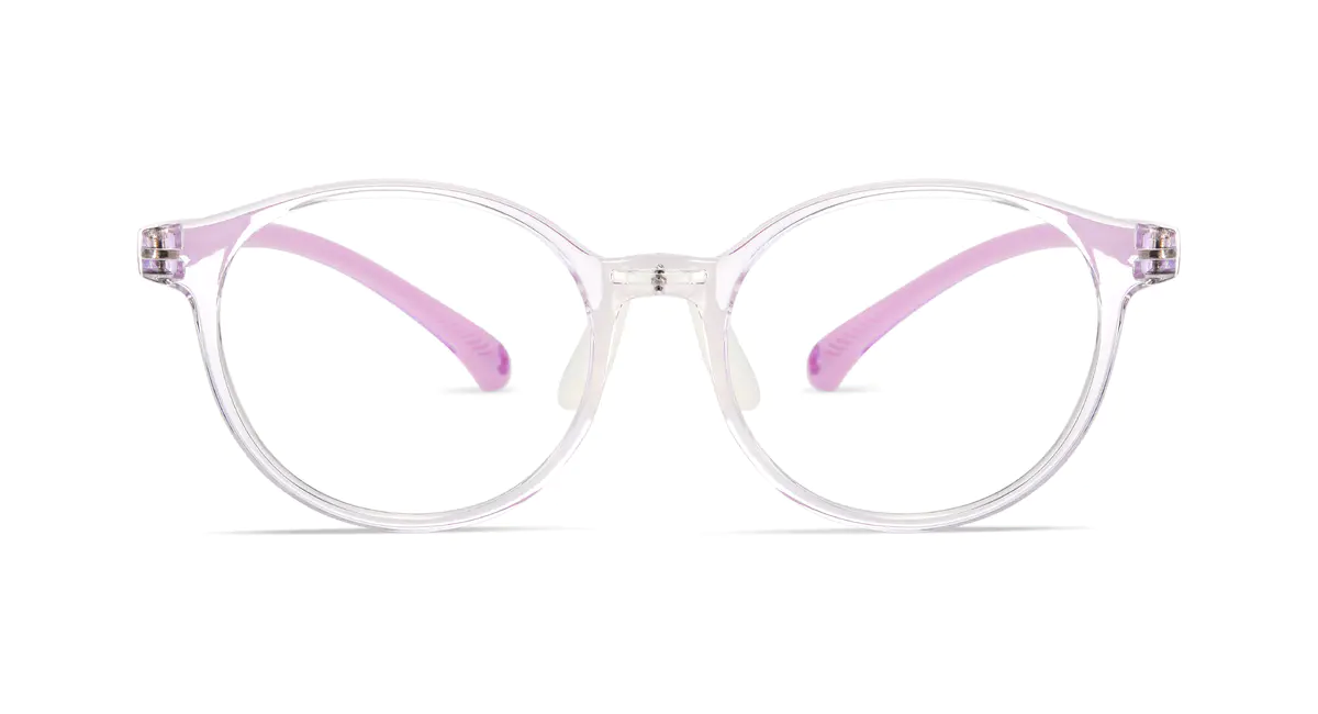 Kids' Oval Transparent Purple Eyeglasses