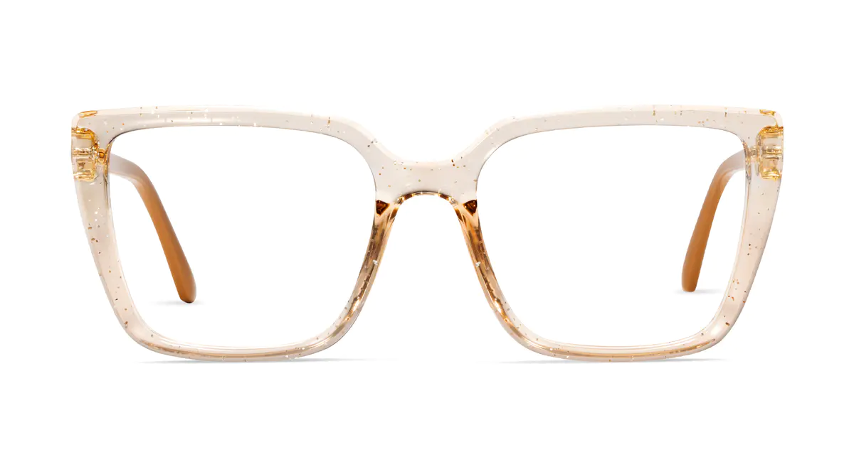Square Transparent Amber Eyeglasses
