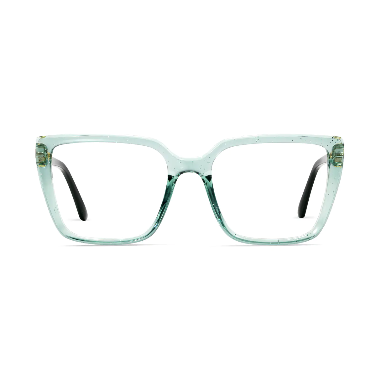 Rectangle Transparent Green Eyeglasses