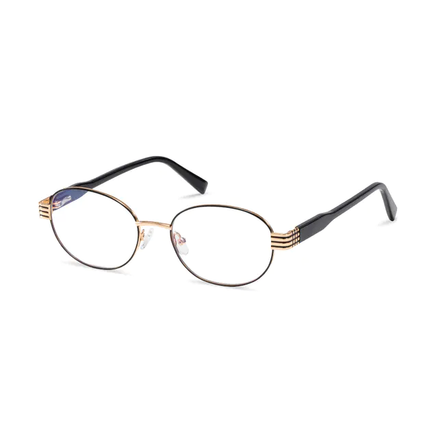 Oval Black/Gold Eyeglasses