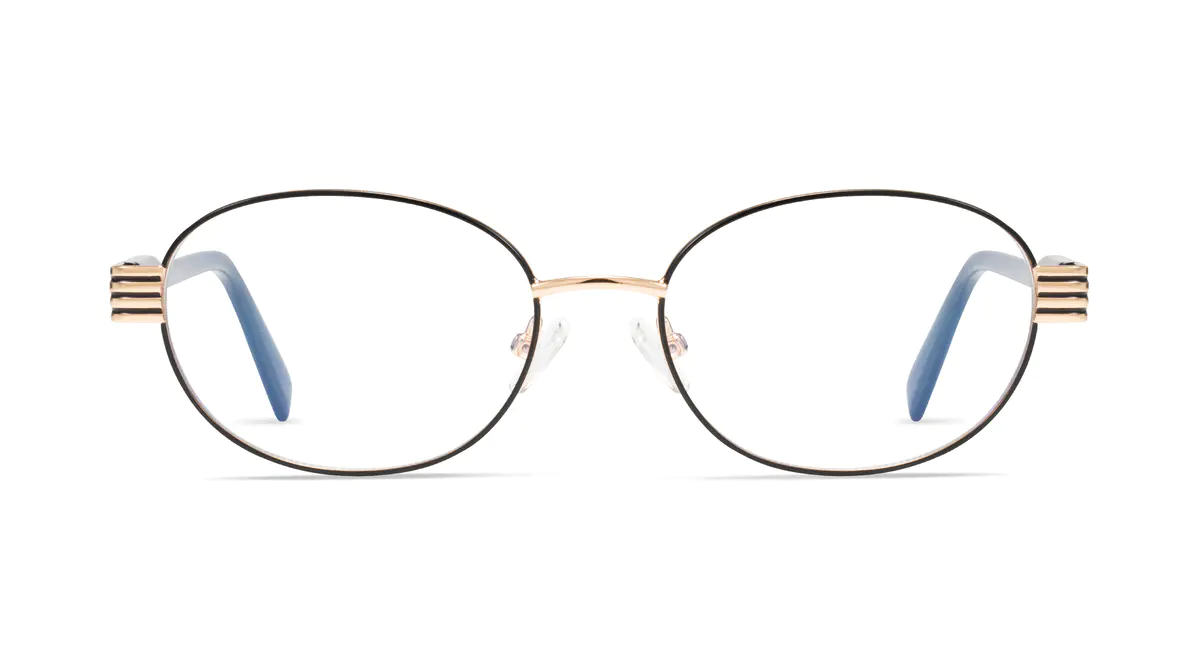 Oval Black/Gold Eyeglasses