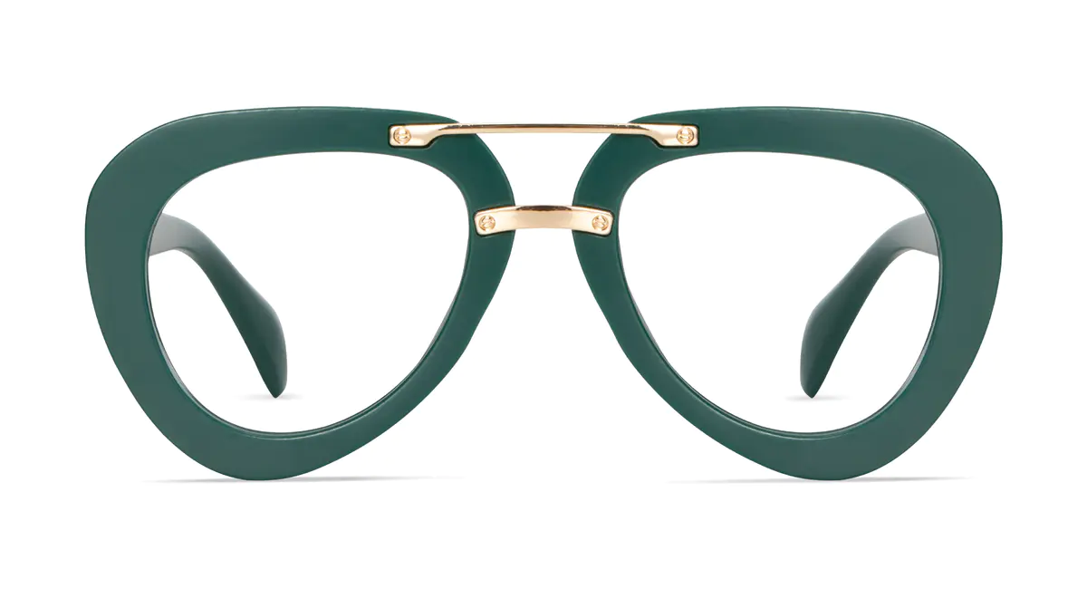 Aviator Green Eyeglasses