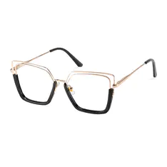 Geometric Black Gold Eyeglasses
