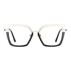 Geometric Black Gold Eyeglasses