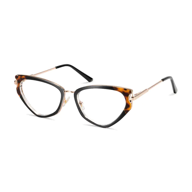 Geometric Black/Tortoiseshell Eyeglasses
