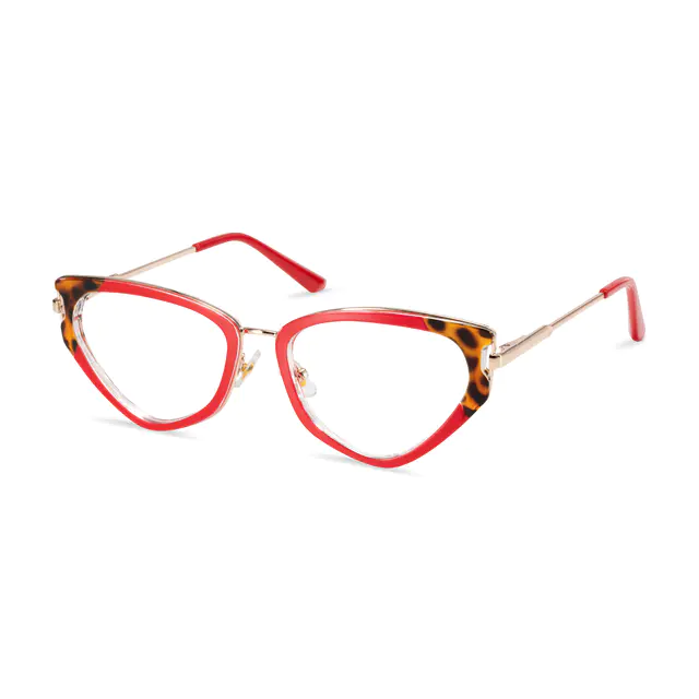 Geometric Red/Tortoiseshell Eyeglasses