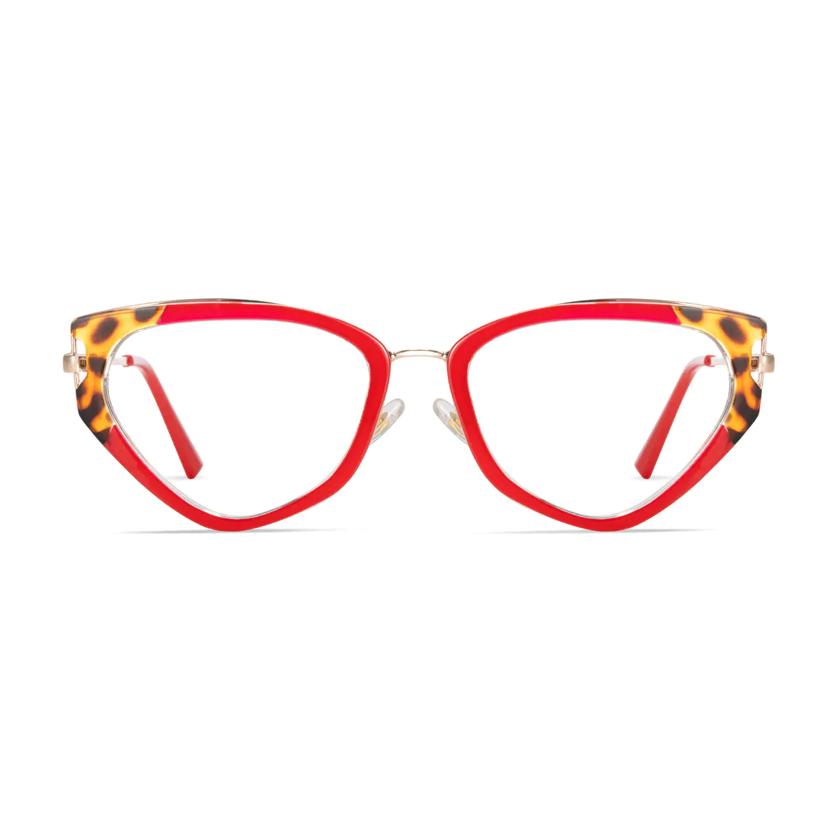 Geometric Red/Tortoiseshell Eyeglasses