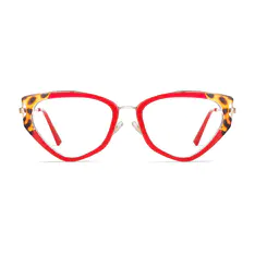 Geometric Red/Tortoiseshell Eyeglasses