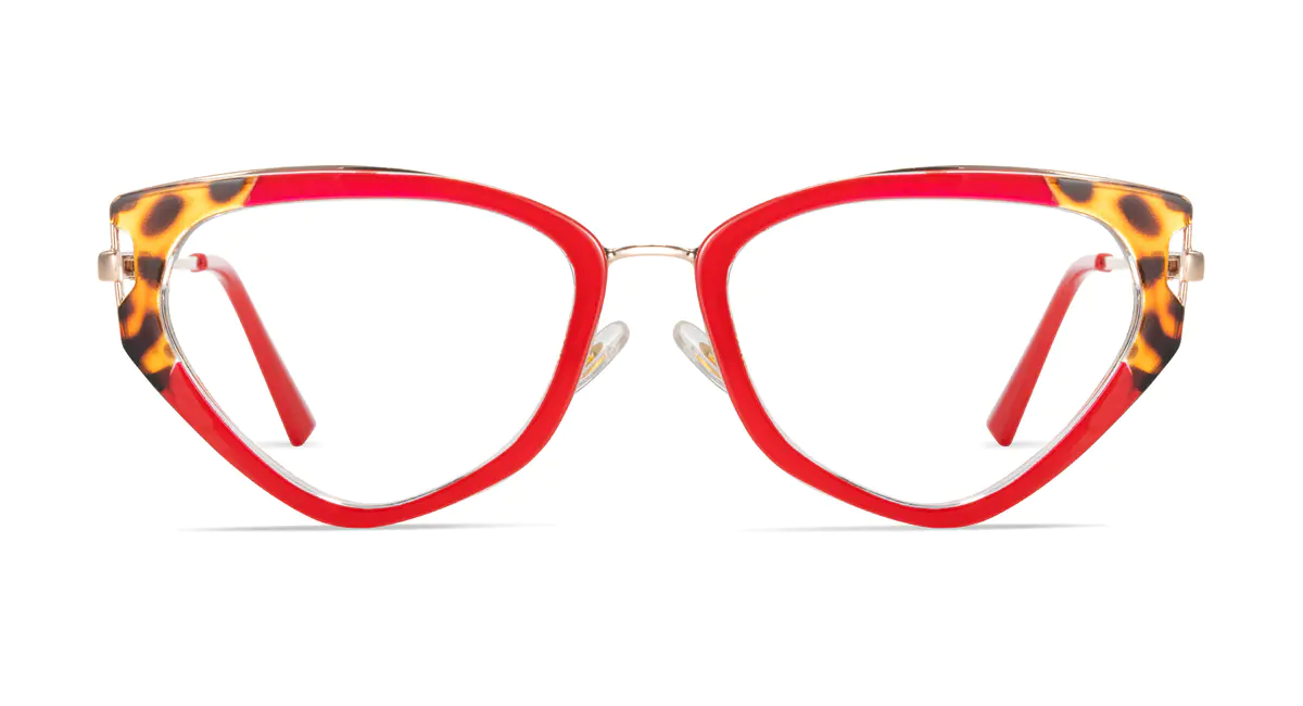 Geometric Red/Tortoiseshell Eyeglasses