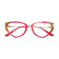 Geometric Red/Tortoiseshell Eyeglasses