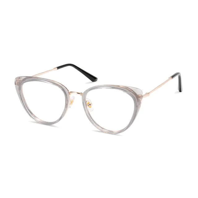 Cat-eye Transparent Gray Eyeglasses