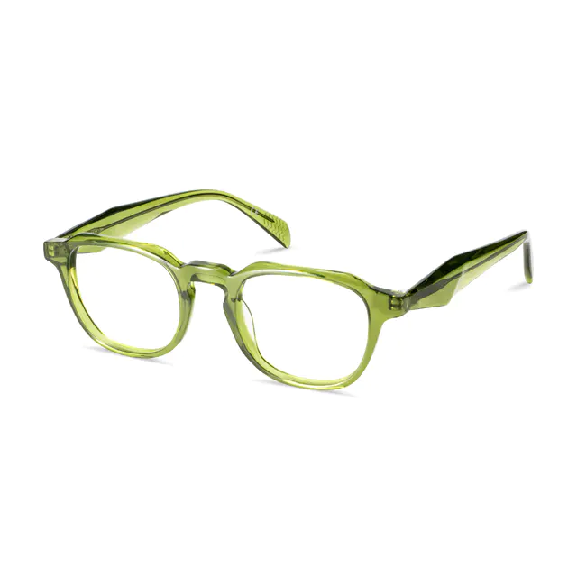 Square Transparent Green Eyeglasses