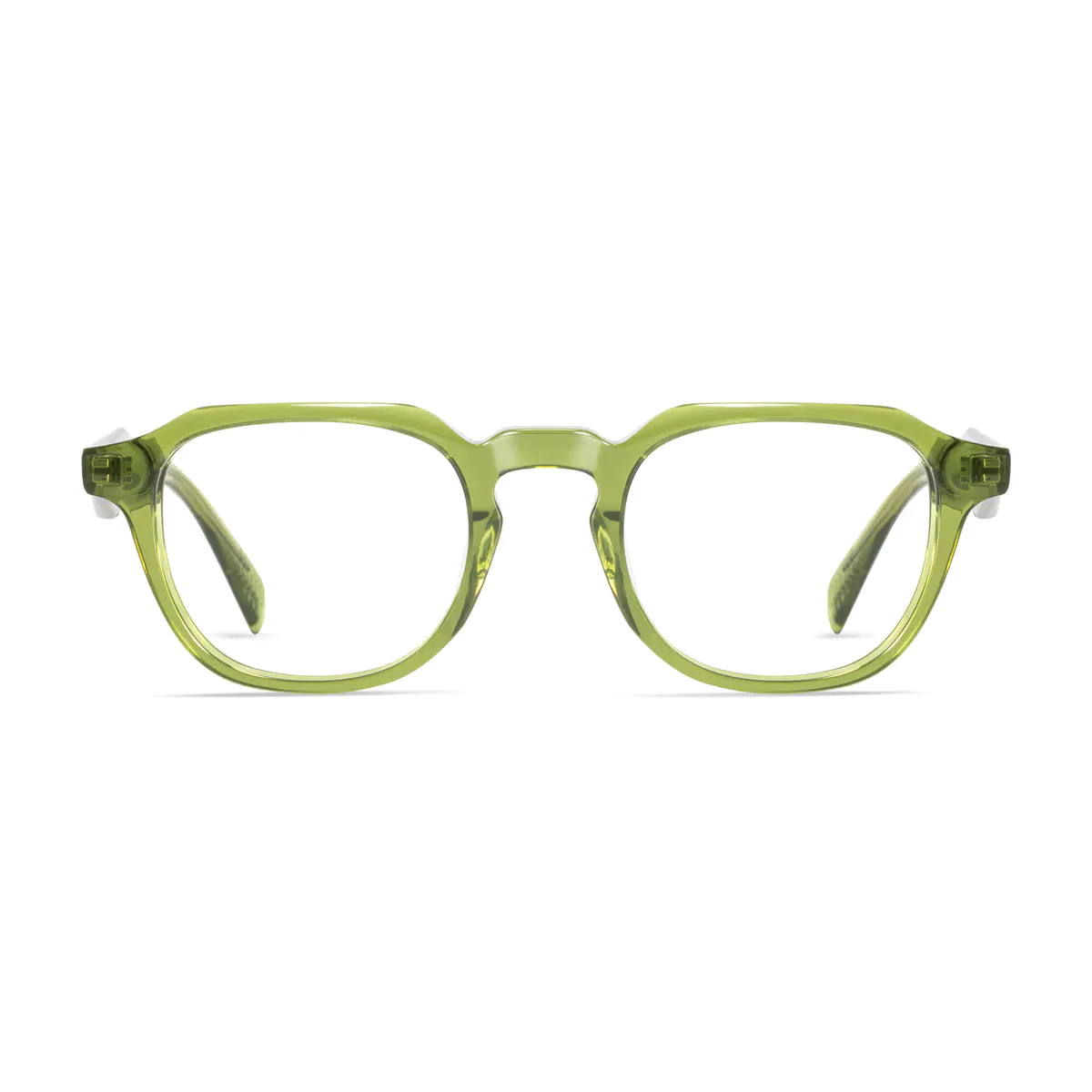 Square Transparent Green Eyeglasses