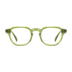 Square Transparent Green Eyeglasses