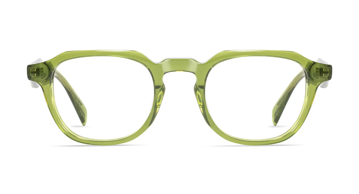 Square Transparent Green Eyeglasses