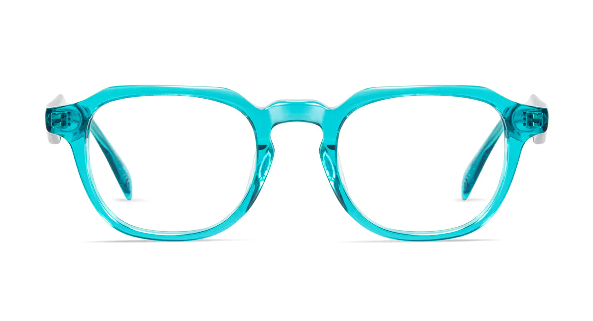 Square Transparent Blue Eyeglasses