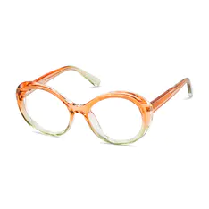 Oval Transparent Orange Eyeglasses