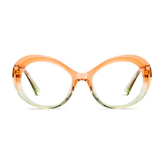 Oval Transparent Orange Eyeglasses