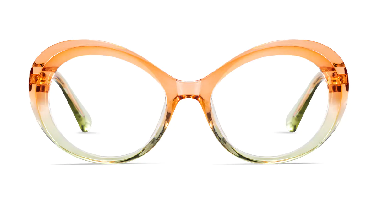 Oval Transparent Orange Eyeglasses