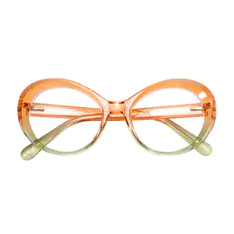 Oval Transparent Orange Eyeglasses