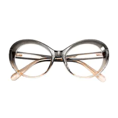 Oval Transparent Gray Eyeglasses