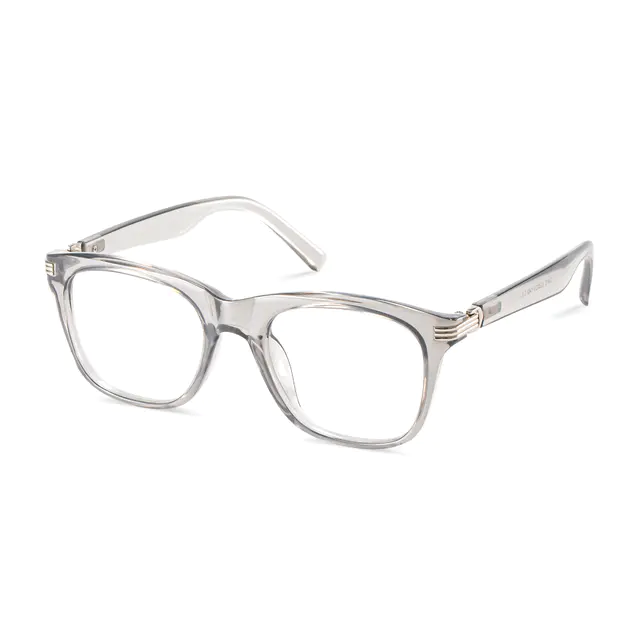 Rectangle Transparent Gray Eyeglasses