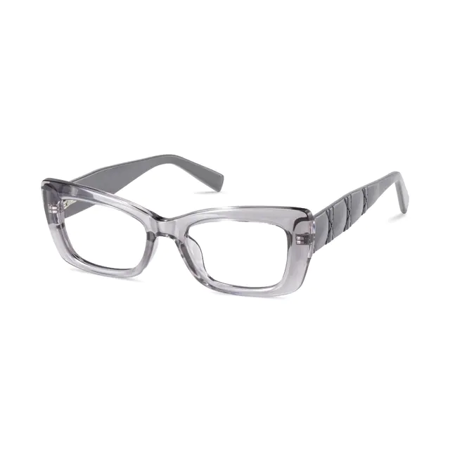 Rectangle Transparent Gray Eyeglasses