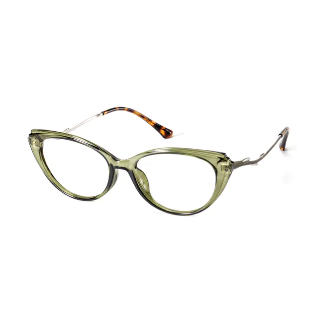 Cat-eye Transparent Green Eyeglasses