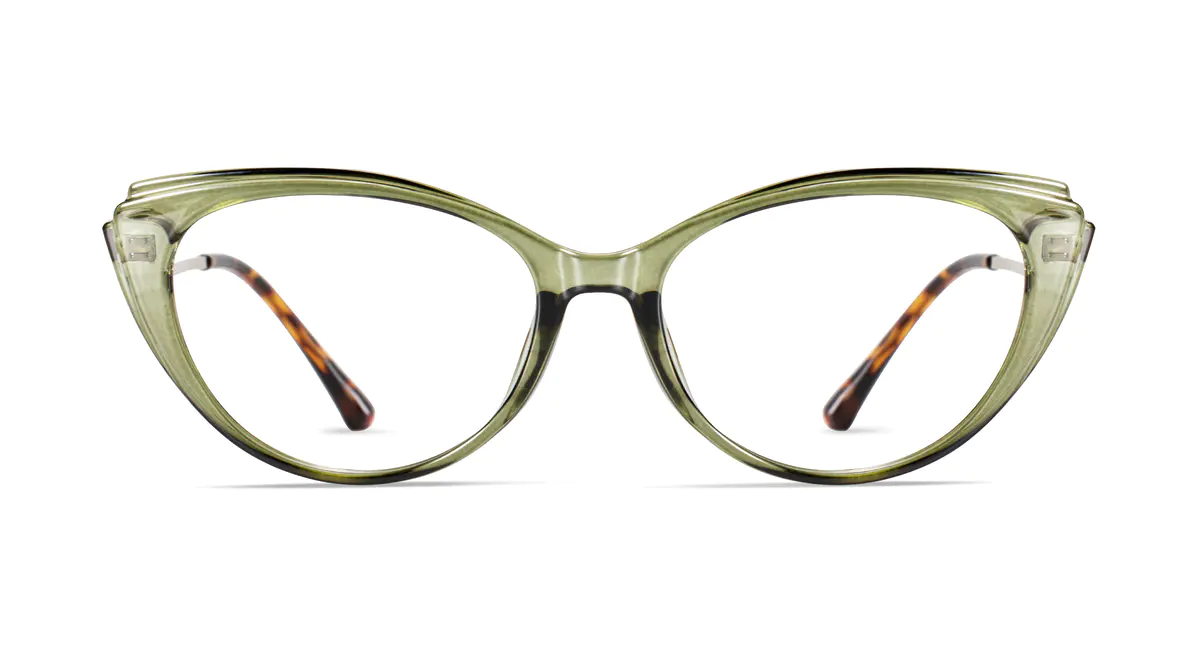 Cat-eye Transparent Green Eyeglasses