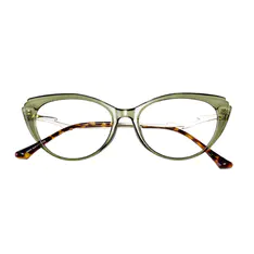 Cat-eye Transparent Green Eyeglasses