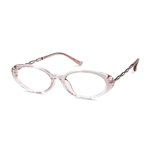 Oval Transparent Pink Eyeglasses