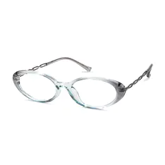 Oval Transparent Blue Eyeglasses