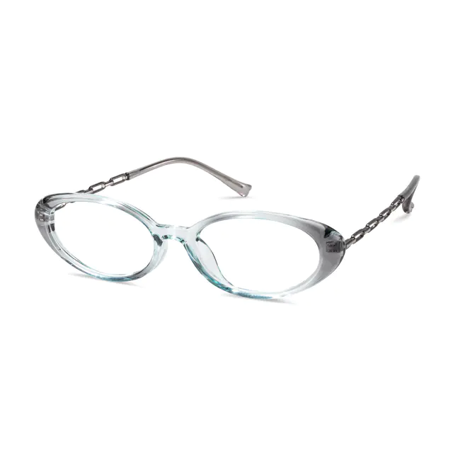 Oval Transparent Blue Eyeglasses