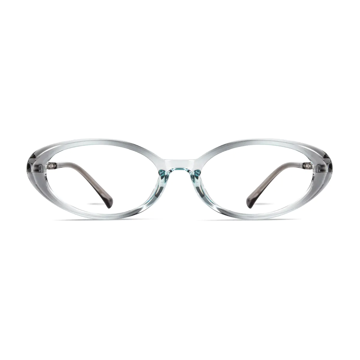 Oval Transparent Blue Eyeglasses